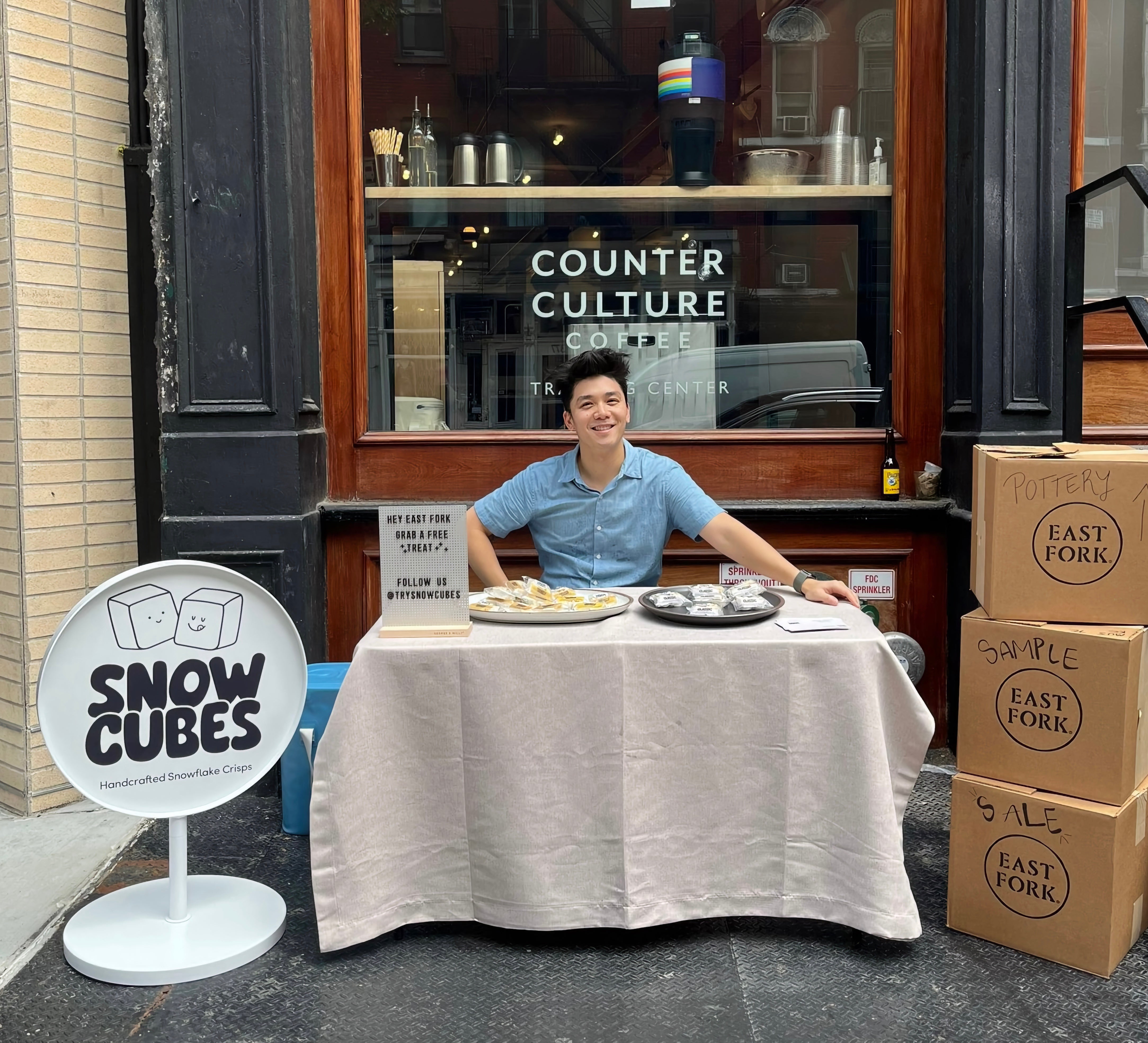 Snowcubes pop-up at Counter Culture with East Fork boxes