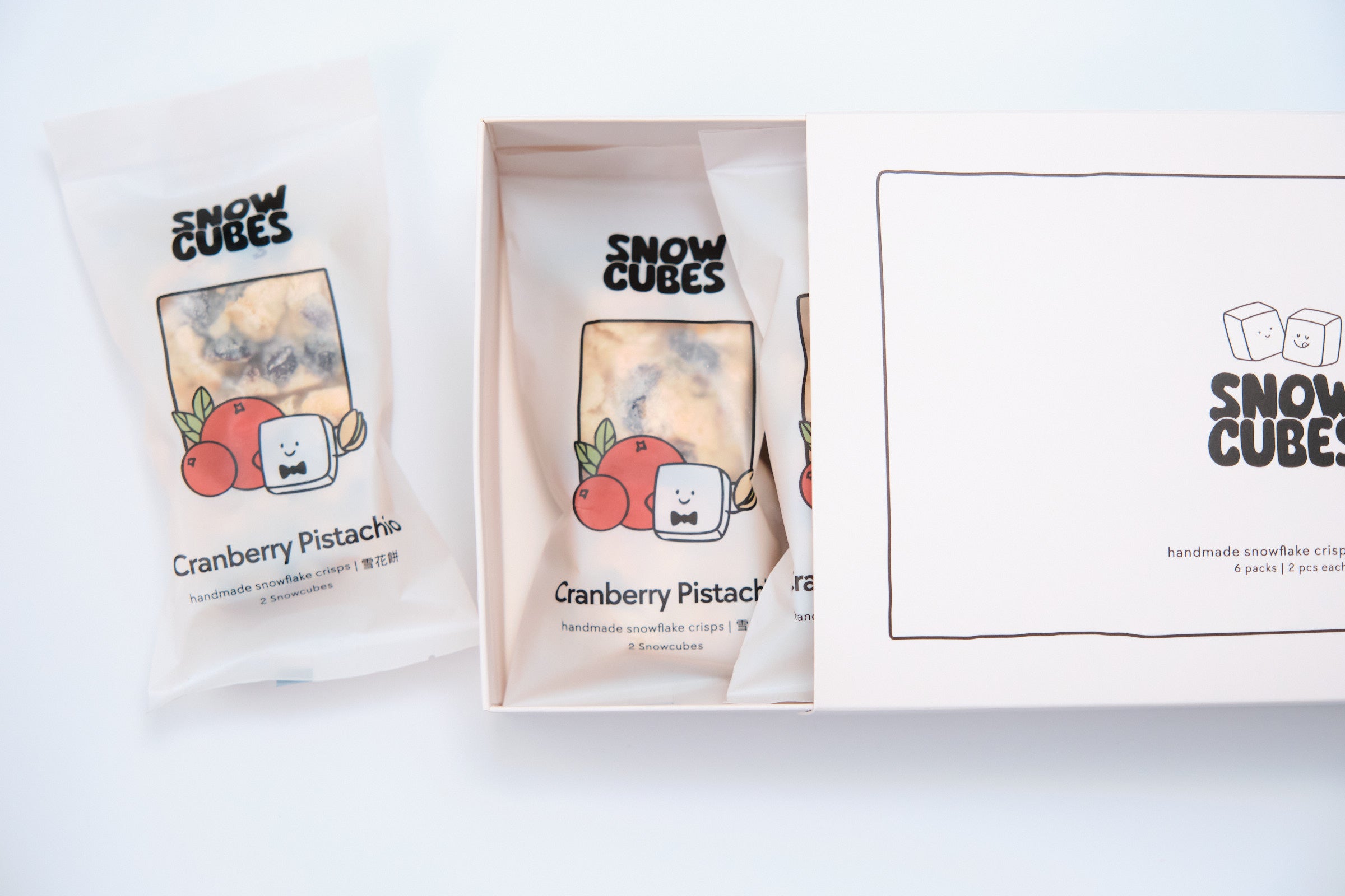 蔓越莓开心果经典 Snowcubes——手工台湾雪花酥，内含两袋密封包装，缀有蔓越莓干和开心果