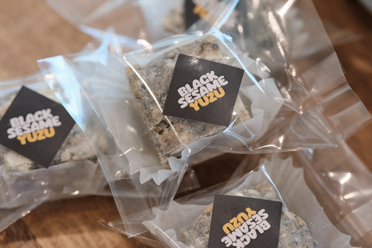Black Sesame Yuzu Snowcubes — wrapped cube label detail